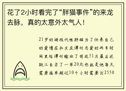 花了2小时看完了“胖猫事件”的来龙去脉，真的太意外太气人！