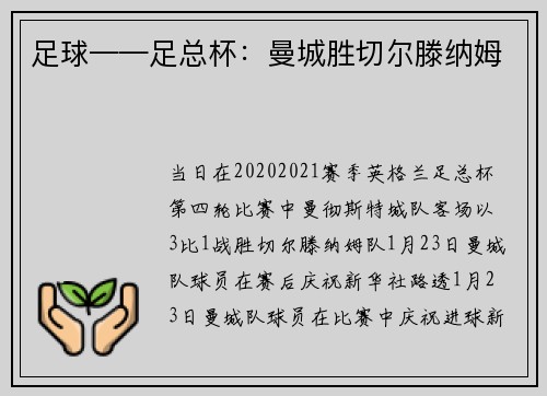 足球——足总杯：曼城胜切尔滕纳姆
